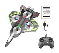 Genérico Remote Control Plane, LED Light Up Foam RC Drone, 2.4GHz Fighter Model, Quadcopter Airplanes, Glider & Helicopter Modes, 2 Modes Flying Toy, Kids Boys and Girls, Durable and Fun Toy