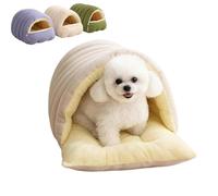 Genérico Removable and Washable Winter Closed-Off Cat Bed, Soft Cozy Sleeping Nest, Warm Cat Bed for Winter, Non-Slip, Machine-Washable Removable Cushion, for Small Dog (Beige,57 * 37 * 28cm)