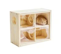 Genérico Rennmaus Haus, Holz Mehrkammer Beschäftigungshaus Mit Etagen | Zwergs Hamster Zuhause - Für Gehege Klettern Laufens Spielen Kleintiere Wie Chinchilla Und Igel