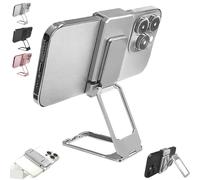 Genérico Repertoireof/Statusun New Upgraded Back Clip Type 360° Folding Bracket, Double Ring Kickstand and Adjustable Grip Stand, for Variousof Smartphones (Silver)