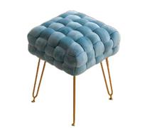 Genérico Reposapiés Cuadrado, reposapiés otomano Tejido con Patas de Metal, Taburete Acolchado para Maquillaje, Asiento de tocador de Terciopelo para Dormitorio (Azul Cielo)