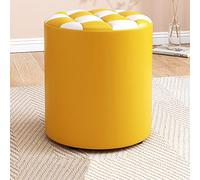 Genérico Reposapiés Redondo otomano Taburete de tocador tapizado con mechones de Cuero PU Taburete de Mesa Auxiliar para Sala de Estar, Dormitorio, Oficina en casa, H