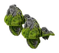 Genérico Reptile Basking Rock - 11x6cm Artificial Moss Perch | Floating Suction Cup Climbing For Lizard Frog Snake Gecko Habitat Decoration with Realistic Resin Design