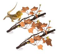 Genérico Reptile Climbing Branch,with Leaves 2 Pieces Natural Bendable Flexible Suction Cup - 45cm Artificial Reptile Climbing Plants - For Gecko Snake Lizard Tree Frog Bearded Dragon Indoor Home