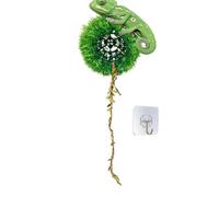 Genérico Reptile Hiding Cave | Pet, Simulated Grass Ball, 6.7 Inch | Hanging Plant with Hook | Crested Gecko Tree Frog Shelter, Rainforest Vivarium Decor