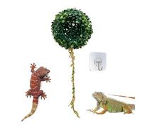 Generico Reptile Hiding Cave | Pet, Simulated Grass Ball, 6.7 inch | Hanging Plant with Hook | Crested Gecko Tree Frog Shelter, Rainforest Vivarium Decor