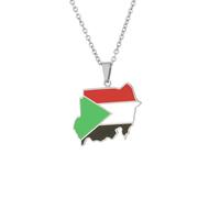 Genérico Republic of The Sudan Map Necklace Sudan Map Flag Pendant Necklace African Country Jewelry Charm for Women Men Necklaces (B)