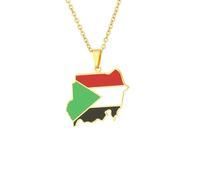 Genérico Republic of The Sudan Map Necklace Sudan Map Flag Pendant Necklace African Country Jewelry Charm for Women Men Necklaces (A)