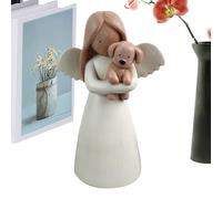 Genérico Resin Angel Statue, Figurine Holding Dog, Medium Size Statue with Detailed Craft, Table Decoration, Home Accessory with Elegant Design, Figurine Decor for Living Room and Bedroom