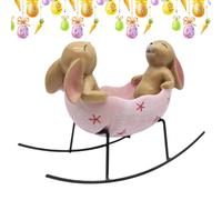 Genérico Resin Bunny Figurines for Outdoor | Rabbit Figurines for Easter Ornaments | Creative Tabletop Rabbit in Bathtub Cradle Ornament for Porch, Patio, Balcony, Yard