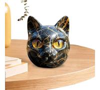 Genérico Resin Desk Decor Art Piece For Men Women Animal Lovers Housewarming Holiday Birthday Living Room Bookshelf | Cat Figurines - Hand-Carved Black Kitten Table Ornaments |
