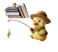 Genérico Resin Duck Aquarium Decor, Fishing Duck Statue Set, Fish Tank Decoration Ornament Kit, Safe Non Toxicz Aquascapez Display System, Minimal Cute Style Design for Office Use