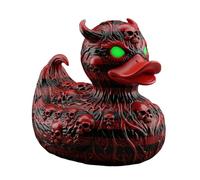 Genérico Resin Duck Figurine - Novelty Halloween Decor for Home and Office, Festive Desktop Ornament for Bedroom, Living Room, Dorm, or Apartment Display, Hand-Painted Orange and Black,