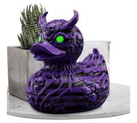 Genérico Resin Duck Figurine - Novelty Halloween Decor for Home and Office, Festive Desktop Ornament for Bedroom, Living Room, Dorm, or Apartment Display, Hand-Painted Orange and Black,