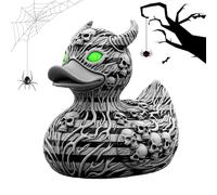 Genérico Resin Duck Figurine - Novelty Halloween Decor for Home and Office, Festive Desktop Ornament for Bedroom, Living Room, Dorm, or Apartment Display, Hand-Painted Orange and Black,