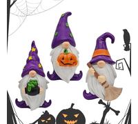 Genérico Resin Gnomes, Lawn Garden Decor Figurines, 3-Piece Halloween Resin Statue Set, Hand-Painted Ornaments for Yard Entryway Table Window Porch Indoor Outdoor Holiday Home Workplace Display