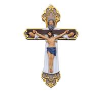 Genérico Resin Jesus Cross Statue - Exquisite Crucifix Wall Decor with Hook | 19.6x2.8x13cm Resin Material, Elegant Religious Decoration for Baptism First Communion Church