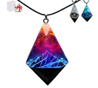 Genérico Resin Necklace with Enchanting Landscape Inside, Handmade Luminous Snow Mountain Polar Lights Pendant Adornment, Nature Inspired Jewelry Gift for Men Women Hikers Outdoors Lovers