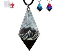 Genérico Resin Necklace with Enchanting Landscape Inside, Handmade Luminous Snow Mountain Polar Lights Pendant Adornment, Nature Inspired Jewelry Gift for Men Women Hikers Outdoors Lovers