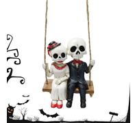 Genérico Resin Swing Skeleton Figurines, Halloween Skeleton Couple Decoration, 2.76x2.09x3.31 Inches Hanging Seasonal Decor for Party Patio Courtyard Tree Branches Bookshelf Outdoor Workplace Eaves