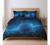 Genérico Resistente a la decoloración Protege contra la contracción Suave Funda de edredón, Azul Ciencia ficción Pelota 230 * 220cm Adecuado para Dormitorio