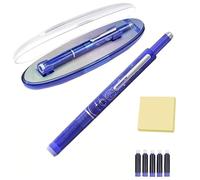 Genérico Retractable Fountain Pen, 0.38mm Extra Fine Stainless Steel Nib with Transparent Barrel Includes 5 Refillable Ink Cartridg, Smooth & Leak-Free (Dark Blue,Blue)
