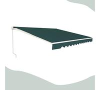 genérico Retractable Outdoor Awning, Outdoor Terrace Awnings with Manual Crank and Adjustable Angle 5-35°, UV Protection, Waterproof Awning for Balcony Terrace Window (Green, 3 x 2.5 M)