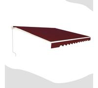genérico Retractable Outdoor Awning, Outdoor Terrace Awnings with Manual Crank and Adjustable Angle 5-35°, UV Protection, Waterproof Awning for Balcony Terrace Window (Red, 3.6 x 3 M)