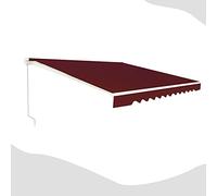 genérico Retractable Outdoor Awning, Outdoor Terrace Awnings with Manual Crank and Adjustable Angle 5-35°, UV Protection, Waterproof Awning for Balcony Terrace Window (Red, 3 x 2.5 M)