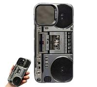 Genérico Retro Boombox Cassette Player Pattern Phone Case,Vintage Cassette Tape Design Wear-Resistant Drop-Resistant Phone Case,for iPhone 17/16/15/14/13/12 Pro MAX