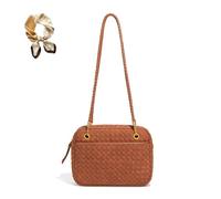 Genérico Retro Casual Boston Bag, Women's Suede Woven Shoulder Bag Purses, Large Vegan Leather Braided Elegant Hobo Satchel