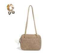 Genérico Retro Casual Boston Bag, Women's Suede Woven Shoulder Bag Purses, Large Vegan Leather Braided Elegant Hobo Satchel
