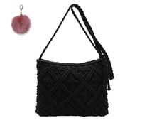 Genérico Retro Cotton Rope Woven Bag,Minimalist Tassel Women's Clutch,Summer Vacation Boho Beach Crossbody,Stylish Shoulder Bag