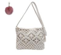 Genérico Retro Cotton Rope Woven Bag,Minimalist Tassel Women's Clutch,Summer Vacation Boho Beach Crossbody,Stylish Shoulder Bag