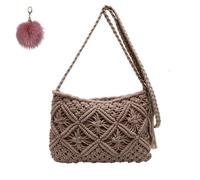Genérico Retro Cotton Rope Woven Bag,Minimalist Tassel Women's Clutch,Summer Vacation Boho Beach Crossbody,Stylish Shoulder Bag