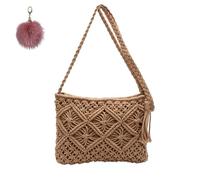 Genérico Retro Cotton Rope Woven Bag,Minimalist Tassel Women's Clutch,Summer Vacation Boho Beach Crossbody,Stylish Shoulder Bag