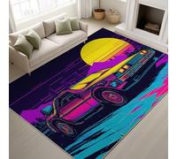 Genérico Retro & Elegante Alfombra Fina de 160 x 230 cm | Rosa MagentaShaggy Alfombras Salon para Pasillo Baño Oficina Lavandería Habitación Niños | Vintage Coche Retro Genial Felpudo Microfibra