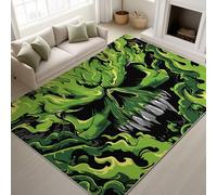 Genérico Retro & Elegante Alfombra Fina de 160 x 230 cm | Verde EsmeraldaShaggy Alfombras Salon para Pasillo Baño Oficina Lavandería Habitación Niños | Calavera Llama Verde Intenso Felpudo Microfibra