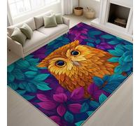 Genérico Retro & Elegante Alfombra Fina de 60 x 100 cm | Púrpura RealShaggy Alfombras Salon para Pasillo Baño Oficina Lavandería Habitación Niños | Animales Fantásticos Búho Mágico Felpudo Microfibra