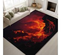 Genérico Retro & Elegante Alfombra Fina de 60 x 100 cm | Rojo VinoShaggy Alfombras Salon para Pasillo Baño Oficina Lavandería Habitación Niños | Moderno Abstracto Lava Intenso Felpudo Microfibra