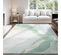 Genérico Retro & Elegante Alfombra Fina de 60 x 100 cm | Verde MentaShaggy Alfombras Salon para Pasillo Baño Oficina Lavandería Habitación Niños | Moderno Abstracto Ondas Sereno Felpudo Microfibra