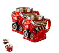 Genérico Retro Engine Coffee Mug, V8 Engines Stainless Steel Cup, Vacuum Insulated Stainless Steel Resin Mug for Car Enthusiasts, Retro Car Lovers (2PCS)