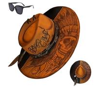 Genérico Retro Indian Skull Chief Hat, Tribal Artistry Chief Bucket Hat, Classic Native Print Halloween Headwear Cap Unisex