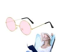 Genérico Retro Round Sunglasses - 12.7x5.2cm Metal AC | Colorful Hippie Circle Glasses | Vintage Disco Party Shades Unisex Fashion Eyewear For Women Men Festival Costume Use