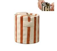 Genérico Retro Striped Hand-Painted Ceramic Mark Hand-Held Cup, Heat-Resistant Non-Slip Double-Enjoy Cup, Hand-Painted Striped Art, for Milk Coffee Juice Latte Hot Cold Drinks (Coffee)