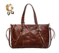 Genérico Retro Tassels Weaving Tote Bag,Large Capacity PU Leather Shoulder Bag for Women,Trendy Casual Crossbody with Adjustable Strap