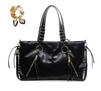 Genérico Retro Tassels Weaving Tote Bag,Large Capacity PU Leather Shoulder Bag for Women,Trendy Casual Crossbody with Adjustable Strap