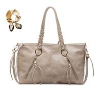 Genérico Retro Tassels Weaving Tote Bag,Large Capacity PU Leather Shoulder Bag for Women,Trendy Casual Crossbody with Adjustable Strap