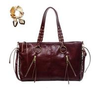 Genérico Retro Tassels Weaving Tote Bag,Large Capacity PU Leather Shoulder Bag for Women,Trendy Casual Crossbody with Adjustable Strap