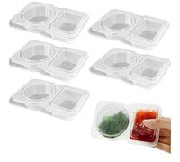 Genérico Reusable Double Compartment Snack Containers, 5/10/15/20pcs Double Compartment Condiment Container Reusable Snack Container 2 Condiment Containers with Lids (transparent,5)